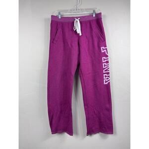 Victoria Secret PINK Sweatpants boyfriend M logo boxer cut fleece Vintage Preppy